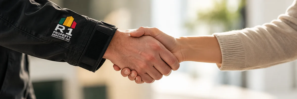 R1 professional and client shaking hands