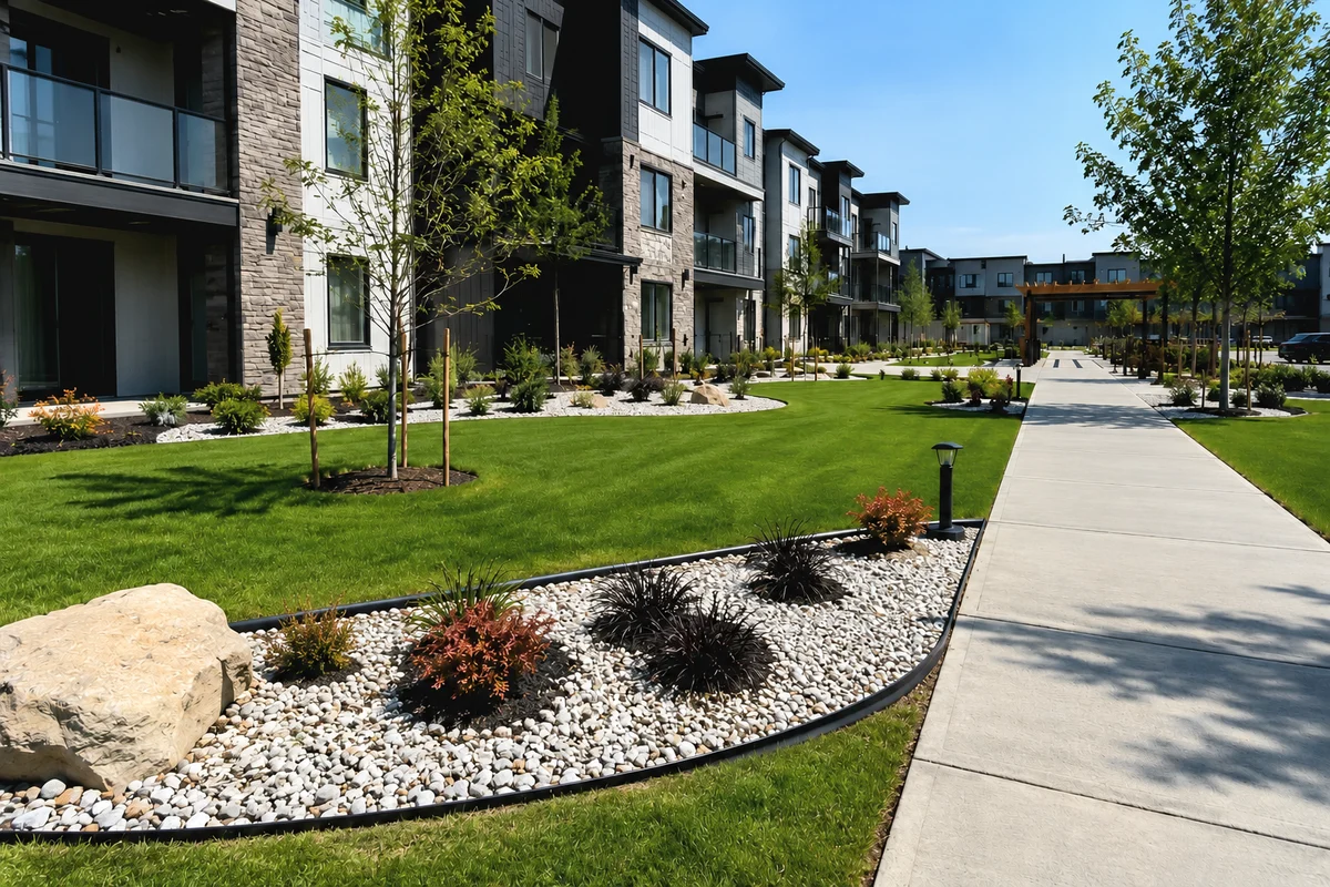 Apartment courtyard and landscaping